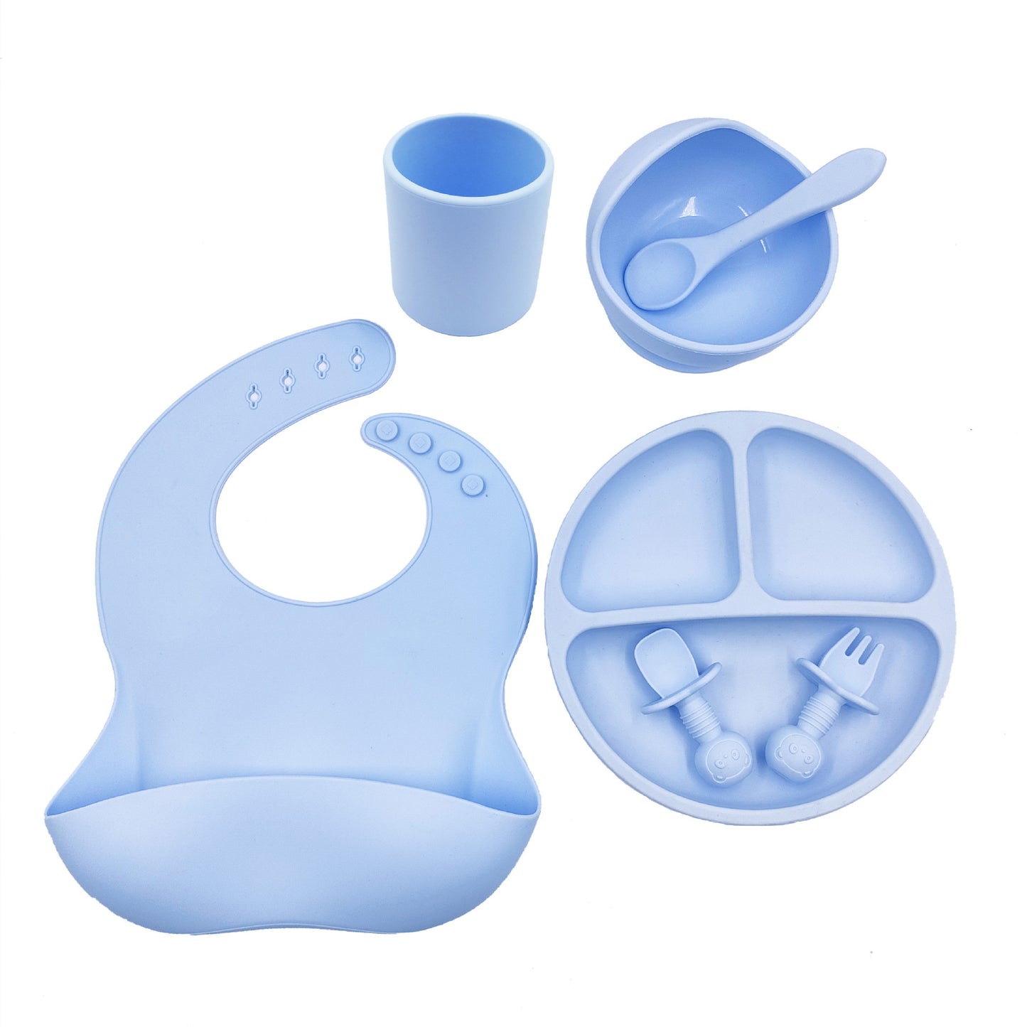 ️ Set Repas Bébé en Silicone – Complet, Sain & Facile à Nettoyer
